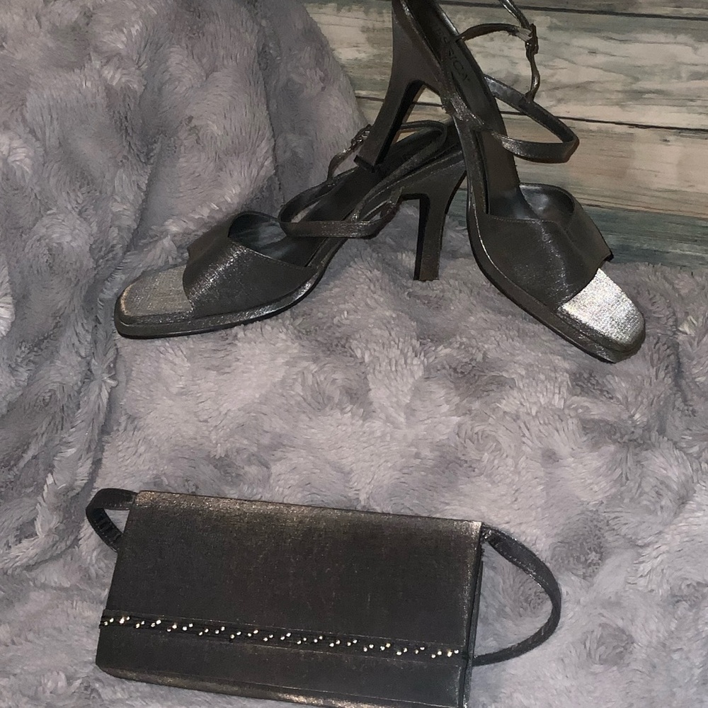 Jessica Silver Sandals with Clutch